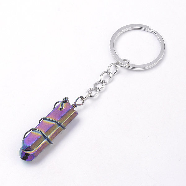 Regenbogen überzogener Natürlicher Kristallquarz Keychain