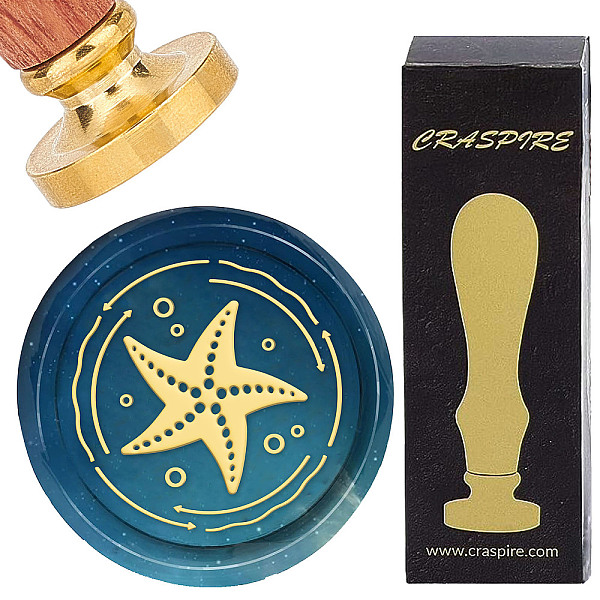 

PandaHall CRASPIRE Wax Seal Stamp Starfish Sea Animals 25mm Sealing Wax Stamps Vintage Removable Brass Head with Wooden Handle for Wedding...