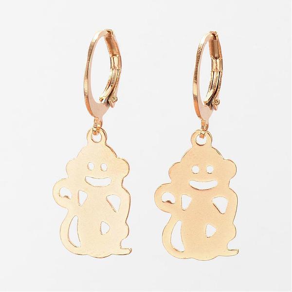 

PandaHall 304 Stainless Steel Leverback Earrings, Hypoallergenic Earrings, , Monkey, Golden, 32mm, Pin: 1mm 304 Stainless Steel