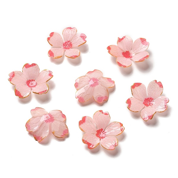 

PandaHall Flower Bead Cap, for DIY Jewelry Making, Pink, 25~28x5~7mm, Hole: 0.9~1mm Acrylic Pink