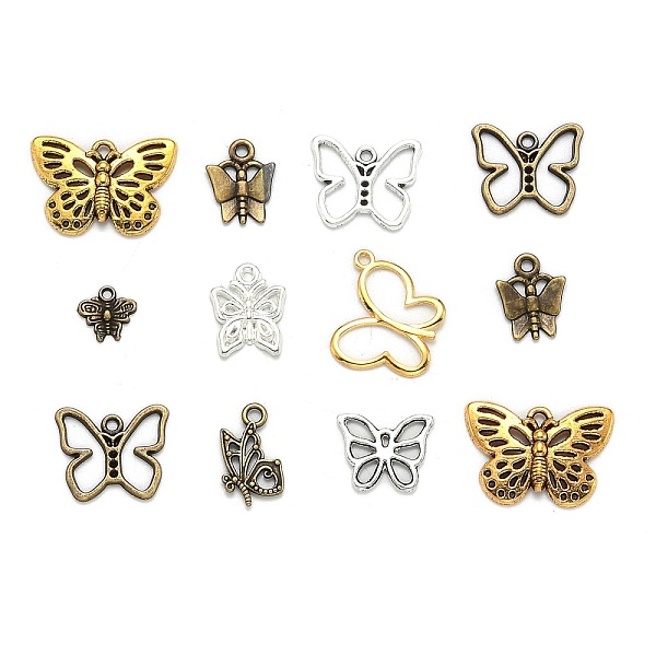 

PandaHall Tibetan Style Alloy Pendants, Butterfly, Mixed Color, 10~75x10~47x1~3mm, Hole: 1~5mm Alloy Butterfly