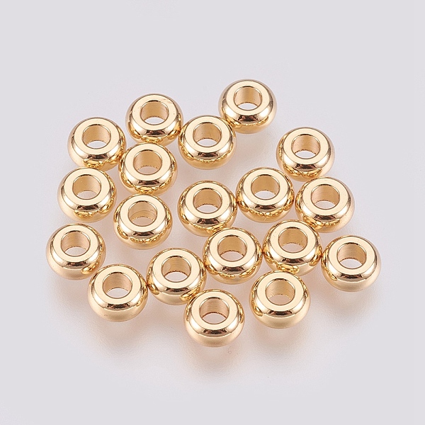 

PandaHall Brass Spacer Beads, Nickel Free, Real 18K Gold Plated, Donut, 7x3.5mm, Hole: 3mm Brass Donut