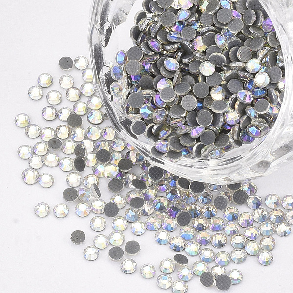 

PandaHall Hotfix Rhinestone, Glass Rhinestone Flat Back Cabochons, Half Round, Crystal AB, SS8, 2.3~2.4x1mm, about 1440pcs/bag Glass..., Clear