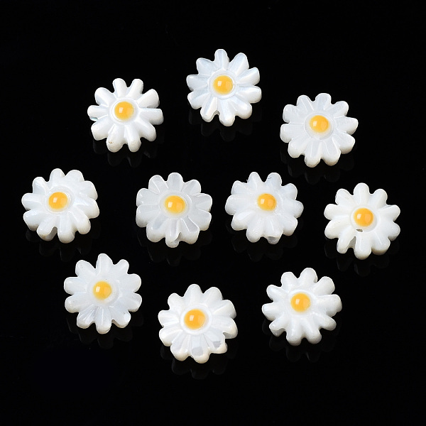 

PandaHall Natural Freshwater Shell Beads, with Enamel, Flower, Gold, 8x4mm, Hole: 0.8mm Freshwater Shell Flower Gold