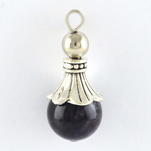 

PandaHall Natural Amethyst Pendants, with Alloy Findings, Antique Silver, Snowcone, 29.5x12.5mm, Hole: 2.5mm Amethyst Cone