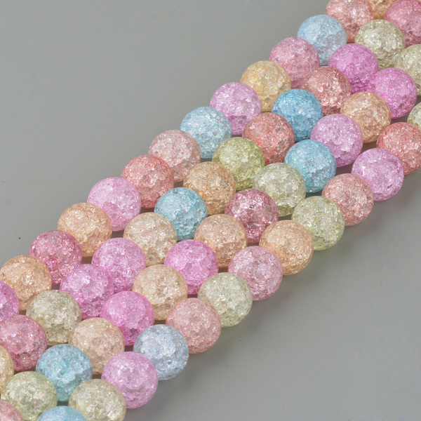 

PandaHall Synthetic Crackle Quartz Beads Strands, Round, Dyed, Colorful, 6mm, Hole: 1mm, about 66pcs/strand, 15.7 inch Crackle Quartz Round