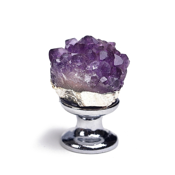 

PandaHall Rough Raw Natural Amethyst Cabinet Door Knobs, Kitchen Drawer Pulls Cabinet Handles, Platinum, 30~40mm Amethyst Nuggets