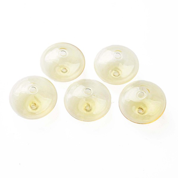 

PandaHall Transparent Handmade Blown Glass Globe Beads, Stripe Pattern, Flat Round, Champagne Yellow, 20~21x13~14mm, Hole: 1~2mm Glass Flat...