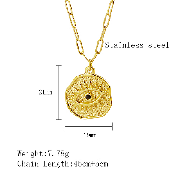 

PandaHall 304 Stainless Steel Pendant Necklaces, Eye, Real 18K Gold Plated, 17.72 inch(45cm) 304 Stainless Steel Eye