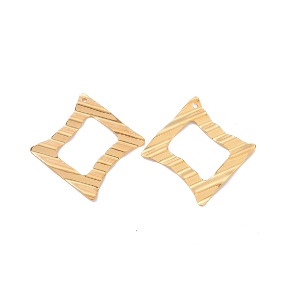 

PandaHall 304 Stainless Steel Pendants, Wavy Textured Rhombus Charm, Golden, 38.5x38.5x1mm, Hole: 1.5mm 304 Stainless Steel Rhombus