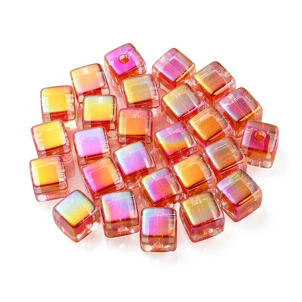 

PandaHall UV Plating Transparent Acrylic European Beads, Large Hole Beads, Cube, Red, 13.5x13.5x13.5mm, Hole: 4mm Acrylic Cube Red