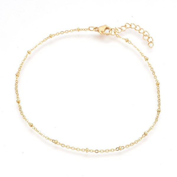 

PandaHall Ion Plating(IP) 304 Stainless Steel Cable Chain Anklets, Golden, 9-1/4 inch(23.5cm), 1.7mm Stainless Steel