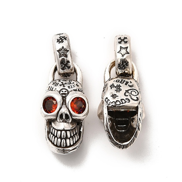 

PandaHall Rack Plating Eco-Friendly Brass Micro Pave Cubic Zirconia Pendants, Long-Lasting Plated, Lead Free & Cadmium Free, Skull Charm...