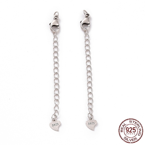 

PandaHall 925 Sterling Silver Chain Extenders, with Lobster Claw Clasps & Charms, Heart, Antique Silver, 62x2.5mm, Hole: 2.4mm Sterling...
