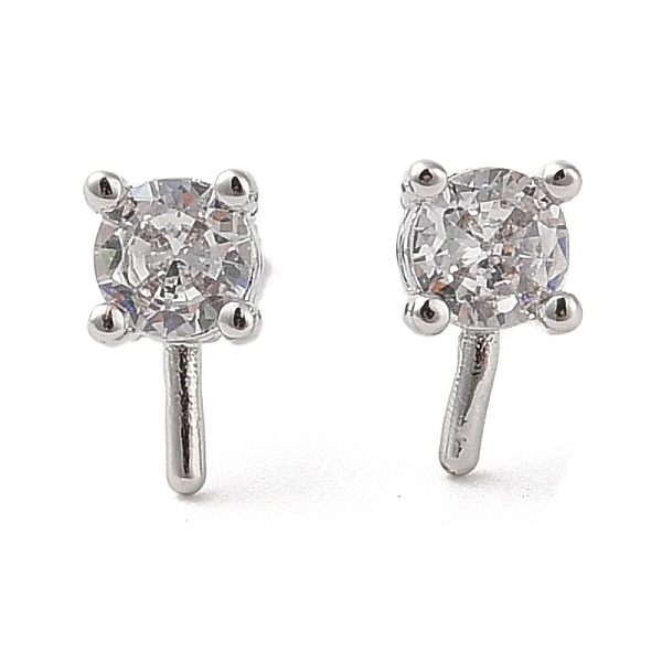 

PandaHall Brass with Clear Cubic Zirconia Stud Earring Findings, Flat Round, Platinum, 8mm, Pin: 0.9mm & 11x0.5mm Brass+Cubic Zirconia Flat...