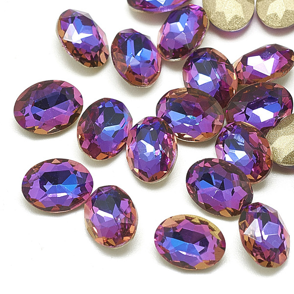 

PandaHall DIY Pointed Back K9 Glass Rhinestone Cabochons, Random Color Back Plated, Faceted, Oval, Violet Blue, 6x4x2mm Glass Rhinestone...