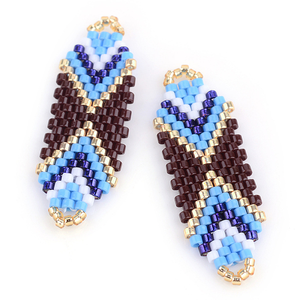

PandaHall MIYUKI & TOHO Japanese Seed Beads, Handmade Links, Loom Pattern, Light Sky Blue, 35.5~36.5x12x2mm, Hole: 1mm Glass Others Blue