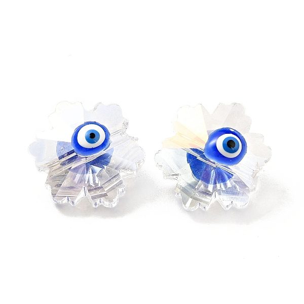 

PandaHall Transparent Glass Beads, with Enamel, Faceted, Snowflake with Evil Eye Pattern, Blue, 12.5x14x9mm, Hole: 1.2mm Glass Snowflake...