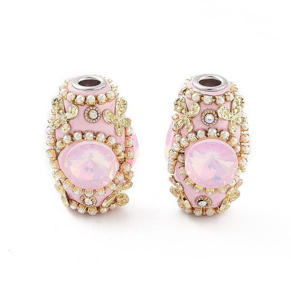 

PandaHall Handmade Indonesia Beads, with Iron, Alloy, Resin and Glass, Long Oval with Butterfly, Pearl Pink, 33x22mm, Hole: 4.8mm Polymer...