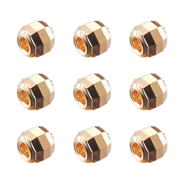 

PandaHall Brass Spacer Beads, Faceted Round, Nickel Free, Real 18K Gold Plated, 3x2.5mm, Hole: 1mm Brass Round