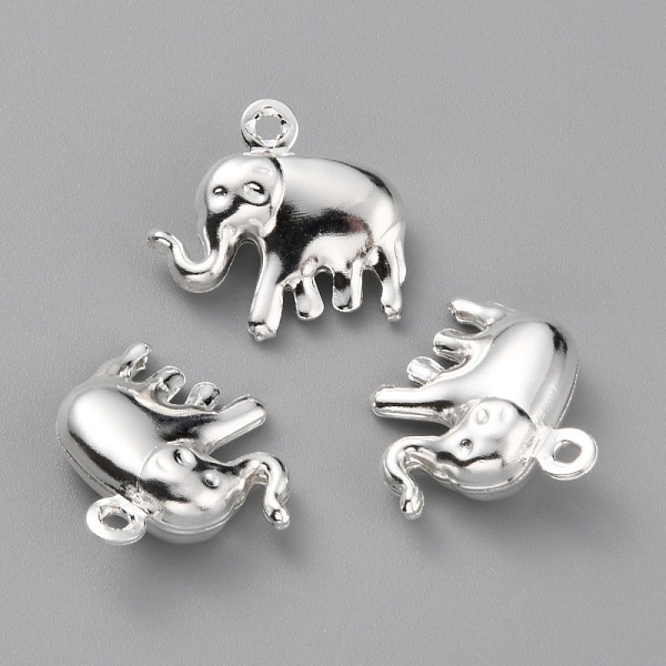 

PandaHall Brass Pendants, Elephant, 925 Sterling Silver Plated, 14x15x5mm, Hole: 1mm Brass Elephant