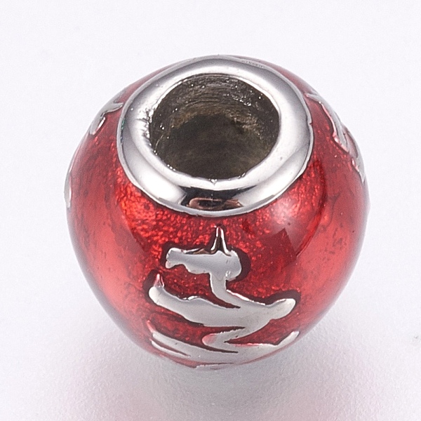 

PandaHall 304 Stainless Steel European Beads, Large Hole Beads, with Enamel, Barrel with Family, Stainless Steel Color, Dark Red, 10.5x10mm...