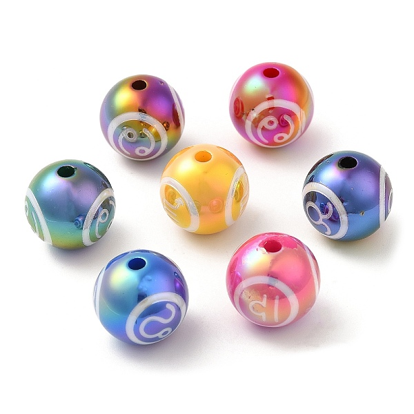 

PandaHall UV Plating Opaque Acrylic Beads, Iridescent, Round with Random Constellations Pattern, Mixed Color, 15mm, Hole: 2.5mm Acrylic..., Multicolor
