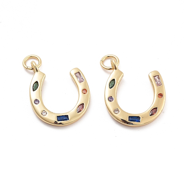 Pendenti a ferro di cavallo in ottone con placcatura rack e zirconi cubici con pavé micro