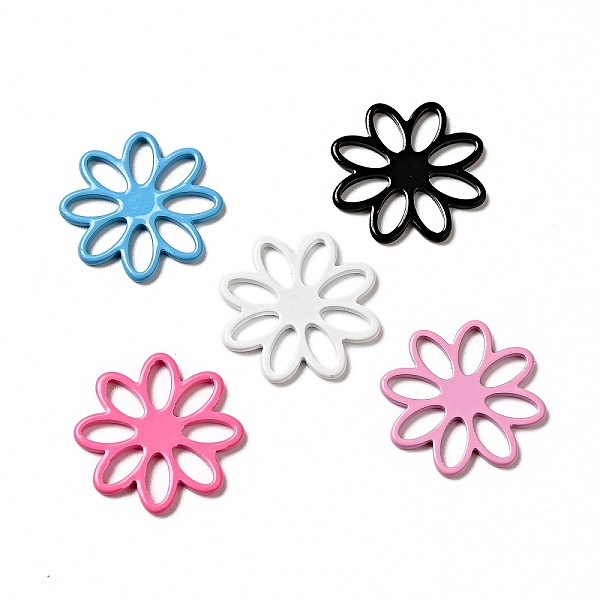 

PandaHall Spray Painted 201 Stainless Steel Filigree Joiners, Flower, Mixed Color, 16x1mm, Inner Diameter: 2.5x4.5mm 201 Stainless Steel..., Multicolor