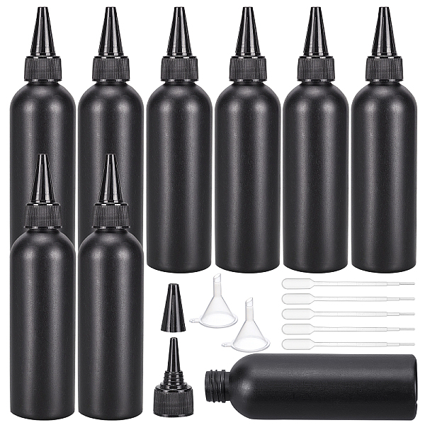 PandaHall BENECREAT 16Pcs 120ml Black Plastic Squeeze Bottles, Squeeze Condiment Bottles with 2Pcs Funnels and 10Pcs Transfer Pipettes for...