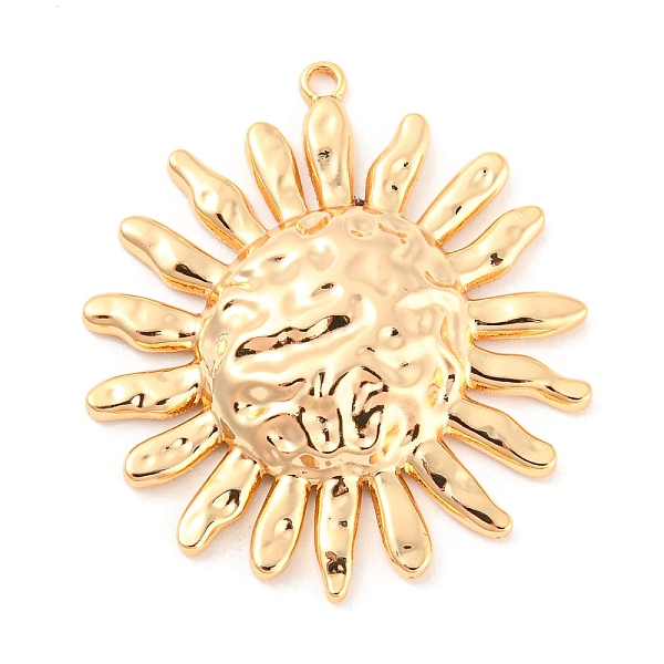 

PandaHall Rack Plating Brass Pendants, Textured, Sun Charm, Real 18K Gold Plated, 31x28x4mm, Hole: 1.5mm Brass Sun