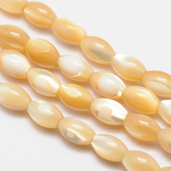

PandaHall Natural Sea Shell Oval Bead Strands, Moccasin, 9x6mm, Hole: 1mm, about 47pcs/strand, 15.9 inch Other Sea Shell Oval Orange