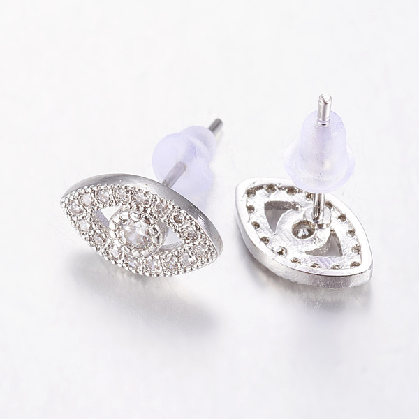 

PandaHall Brass Micro Pave Cubic Zirconia Ear Studs, Crawler Earrings/Climber Earrings, Lead Free & Cadmium Free, Horse Eye, Clear, Platinum...