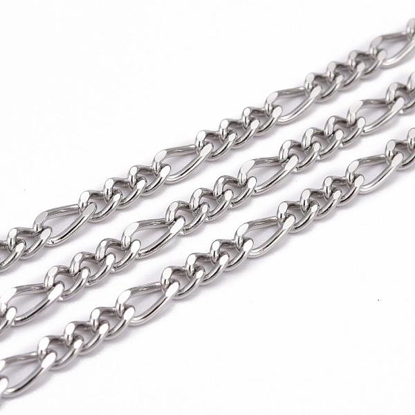

PandaHall 304 Stainless Steel Figaro Chains, Decorative Chains, Unwelded, Stainless Steel Color, 5~7x3.5x2mm 304 Stainless Steel