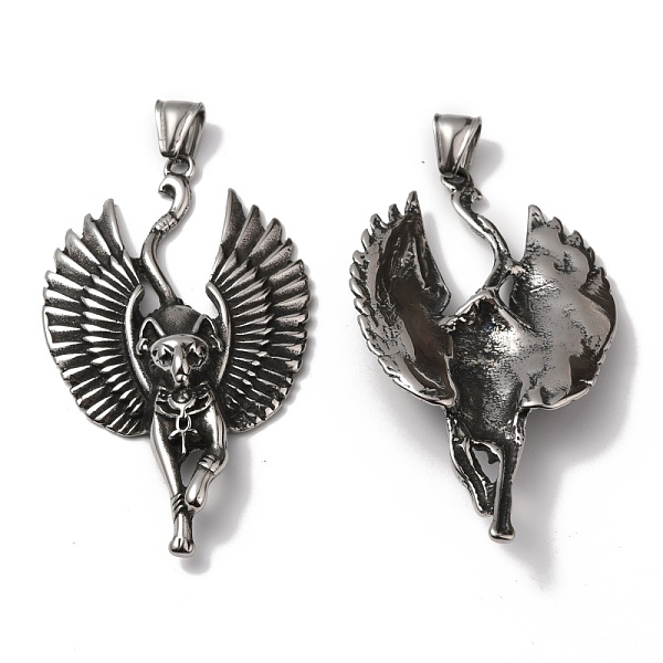 

PandaHall 304 Stainless Steel Big Pendants, Bastet/Egyptian Cat Gods, Antique Silver, 65x37x9.5mm, Hole: 4x8.5mm 304 Stainless Steel Cat...