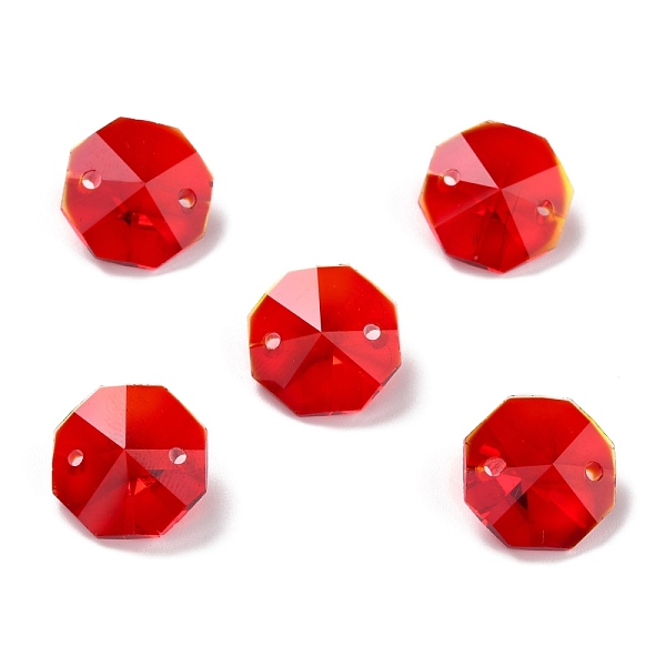 

PandaHall Electroplate Glass Links Connectors, Faceted, for Chandelier Prism Beads Chain, DIY Craft Jewelry Decoration, Octagon, Red...
