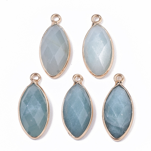 

PandaHall Natural Amazonite Pendants, with Golden Plated Edge Brass Findings, Faceted, Horse Eye, 20x9x5mm, Hole: 1.2mm Amazonite Horse Eye