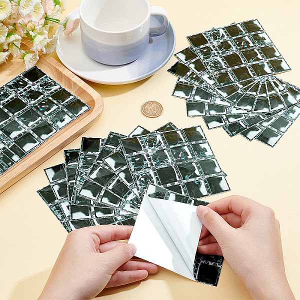 

PandaHall Square PVC 3D Self Adhesive Mosaic Pattern Stickers, with Bright Film, for Living Room TV Wall Decoration, Black, 10x10x0.02cm, 10...