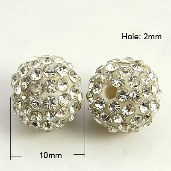 

PandaHall Resin Rhinestone Beads, Grade A, Round, Crystal, 10mm, Hole: 2mm Resin+Rhinestone Round Clear