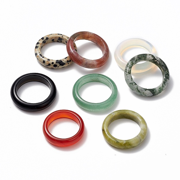 

PandaHall Natural & Synthetic Gemstone Rings, Wide Band Rings, US Size 6 1/4~US Size 11 3/4(16.7~21.1mm) Mixed Stone