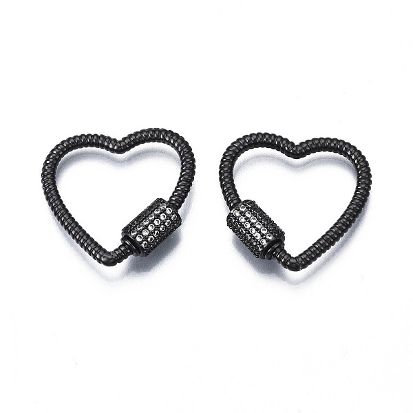 

PandaHall Brass Micro Pave Clear Cubic Zirconia Screw Carabiner Lock Charms, for Keychain Making, Heart, Gunmetal, 24x23~24x6mm, Column...