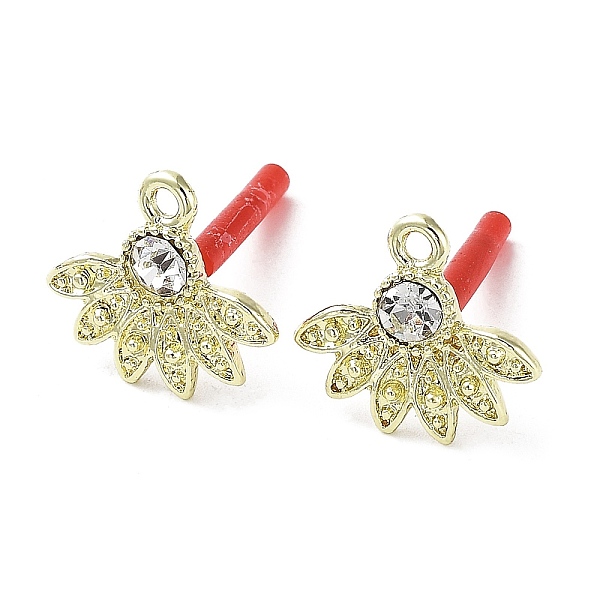 

PandaHall Rack Plating Alloy Flower Stud Earrings Finding, with Rhinestone & Horizontal Loops & 304 Stainless Steel Pin, Cadmium Free &...