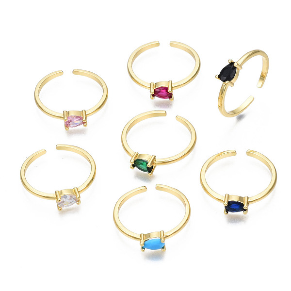 

PandaHall Brass Micro Pave Cubic Zirconia Cuff Rings, Open Rings, Real 16K Gold Plated, Cadmium Free & Nickel Free & Lead Free, Mixed Color..., Multicolor