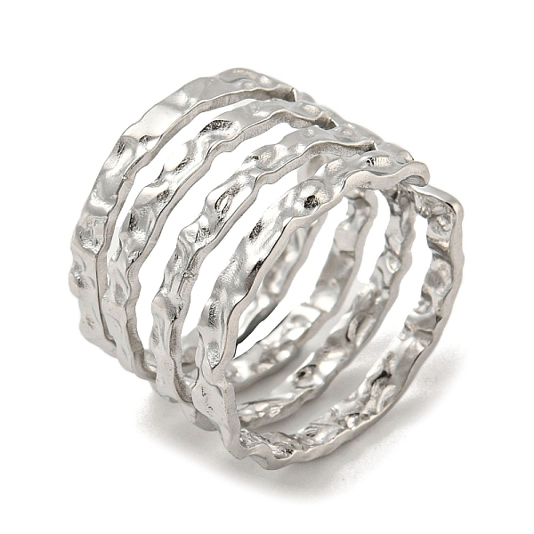 

PandaHall 304 Stainless Steel Wide Band Ring, Multi Lines Open Cuff Ring, Stainless Steel Color, US Size 7 1/2(17.7mm) 304 Stainless Steel