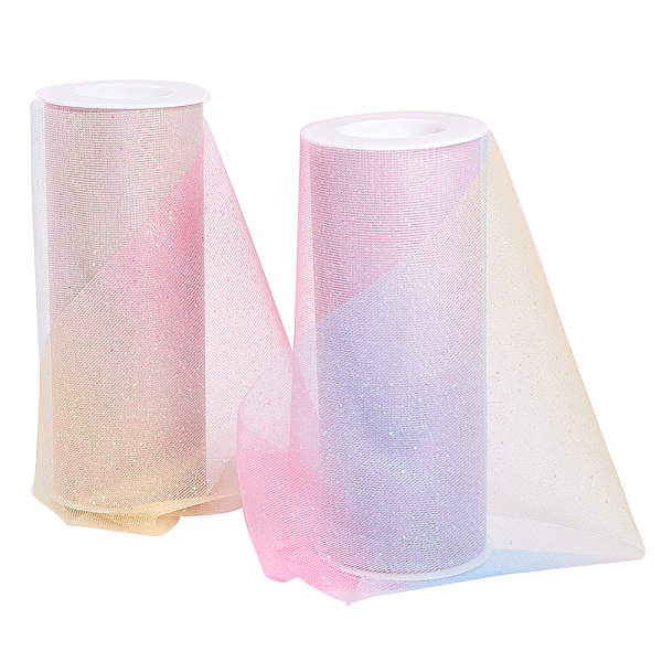

PandaHall Polyester Deco Mesh Ribbons, Tulle Fabric, Tulle Roll Spool Fabric For Skirt Making, Colorful, 150mm, 10yards/roll Polyester