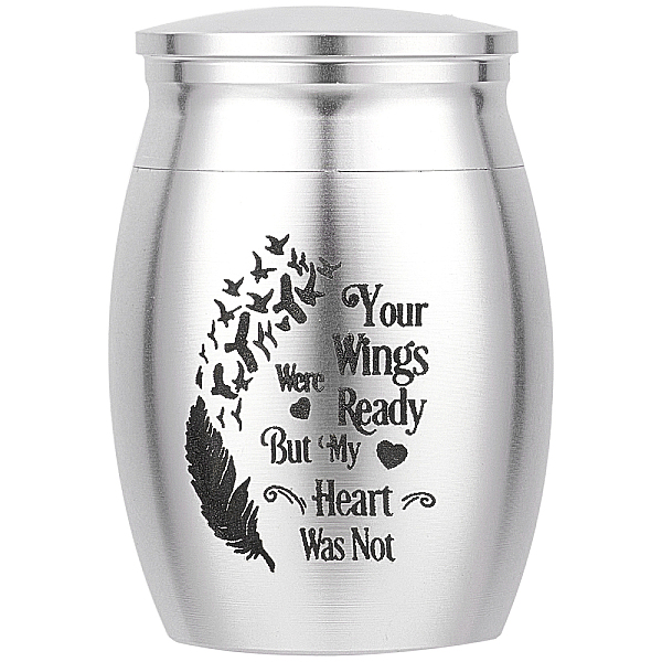 

PandaHall CREATCABIN Small Pet Urns Your Wings were Ready But My Heart was Not Memorial Ashes Holder Mini Metal Cremation Stainless Steel...