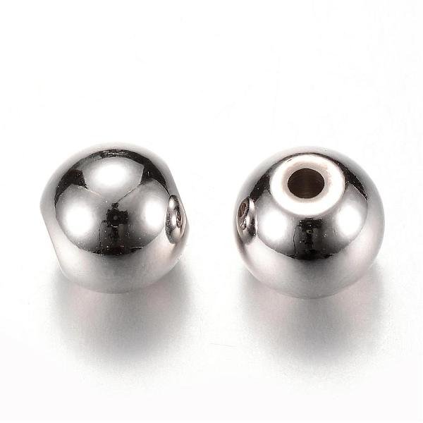 

PandaHall Brass Beads, Round, Platinum, 8x7.5mm, Hole: 2mm Brass Round