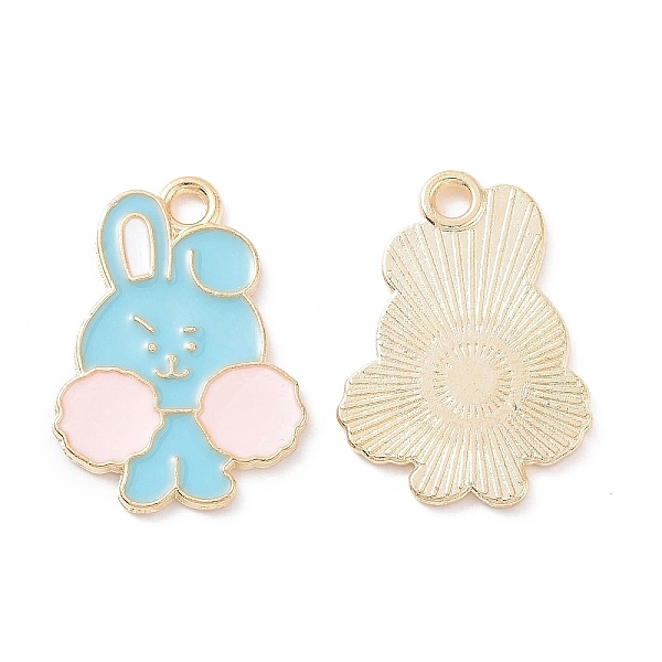 

PandaHall Alloy Enamel Pendants, Light Gold, Rabbit Charm, Sky Blue, 20.5x14.5x1mm, Hole: 1.8mm Alloy+Enamel Rabbit