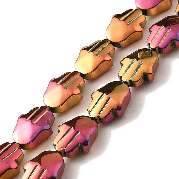 

PandaHall Electroplate Glass Beads Strands, Full Plated, Hamsa Hand, Rainbow Plated, 17.8x13.5x7.5mm, Hole: 1.3mm, about 40pcs/strand, 27.95...
