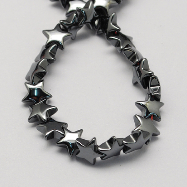 

PandaHall Non-magnetic Synthetic Hematite Beads Strands, Grade A, Star, Black, 8x8x3mm, Hole: 1mm Non-magnetic Hematite Star Black